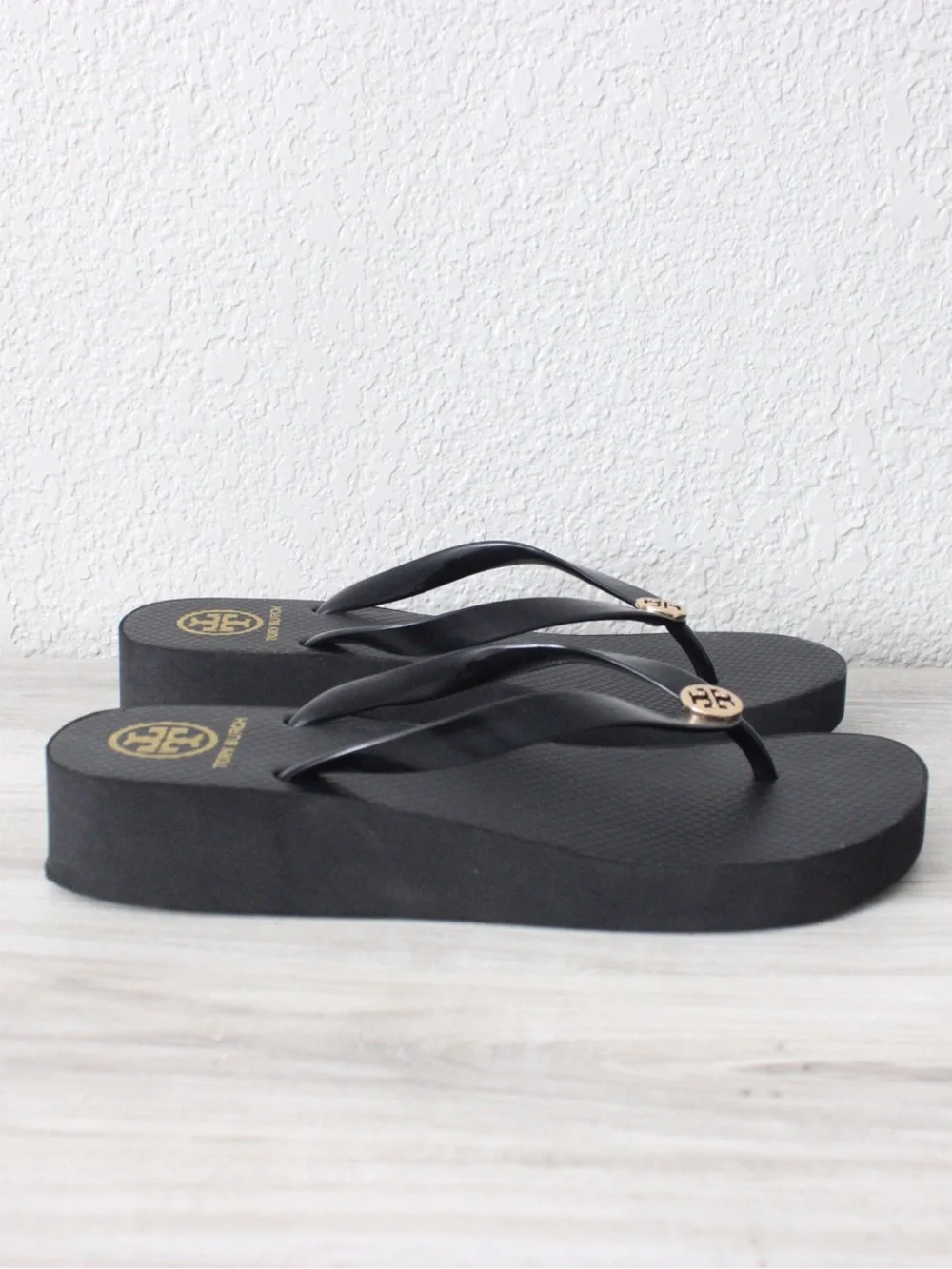 Tory Burch Black Wedge Platform Sandals